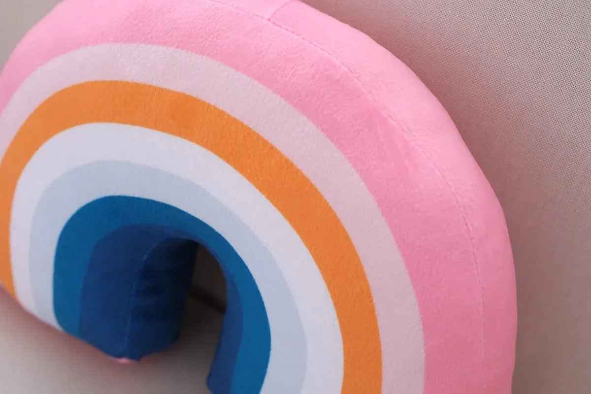 35x25 cm szivárványos plüss párna kitömött piros rózsaszín égbolt párna C alakú fejtámasz párna lakberendezési plüss kellék ajándék