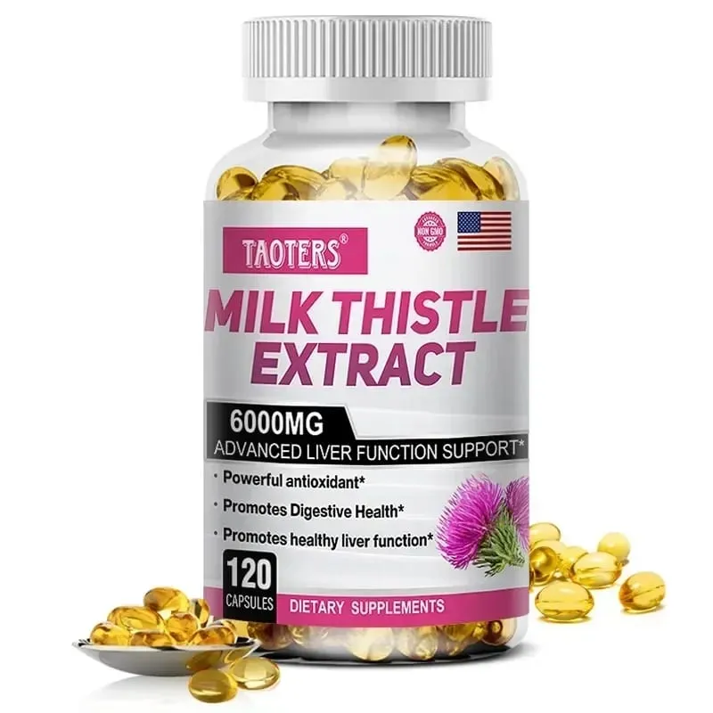 Milk Thistle dengan Akar Dandelion - Suplemen Pendukung Kesehatan Hati & Ginjal - Vegan Non-GMO Bebas Gluten