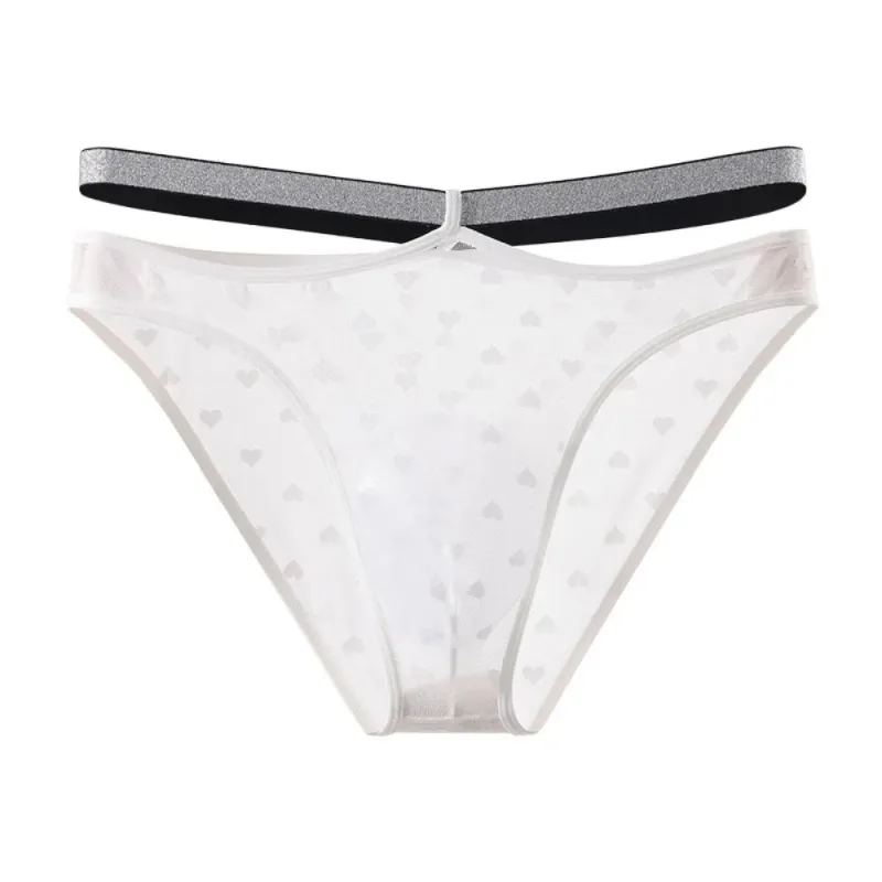 Underpants Lingerie Men's Triangle Panties Mesh Love Heart Men Thin Briefs Large Size Mid Waist Underwear for Men Men