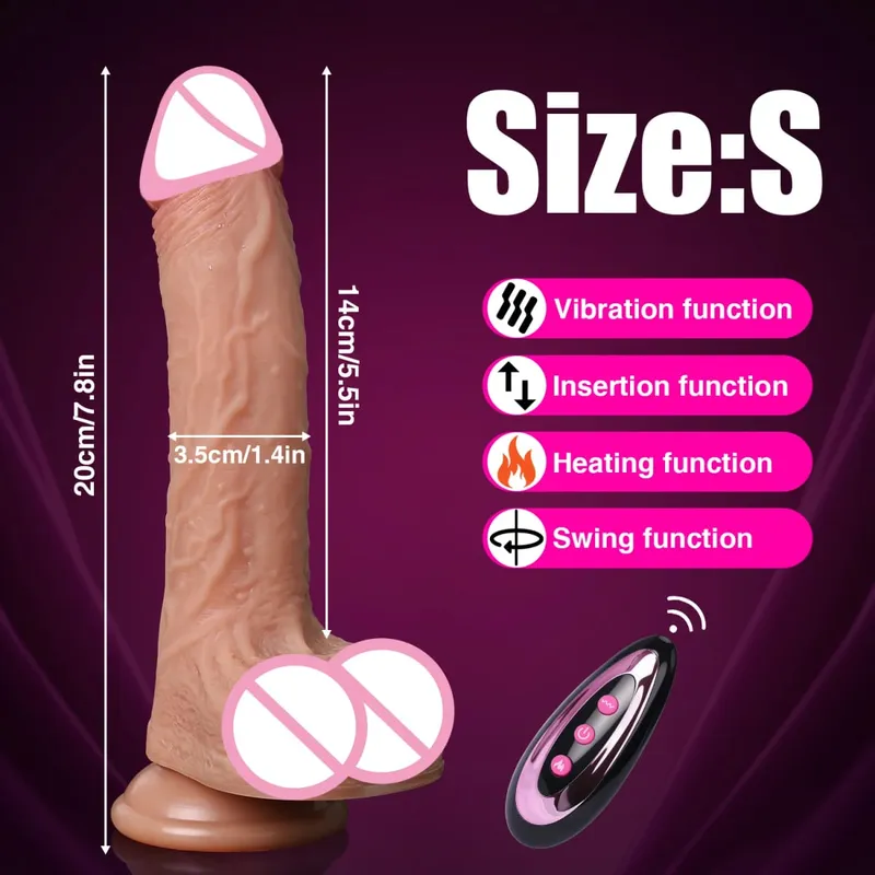 Realistic Dildo Telescopic Vibrator Silicone Penis Masturbation for Women Thrusting Dick Adult Heating Remote Control Sex Toys