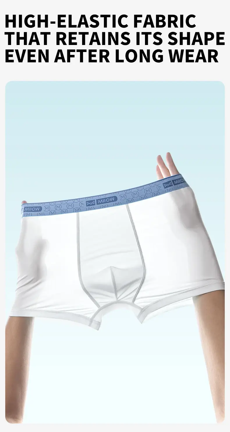 MiiOW 3Pcs Ice Silk Men Underwear 10A Antibacterial Breathable Crotch Men's Panties Silky Seamless Man Underpants Boxershorts