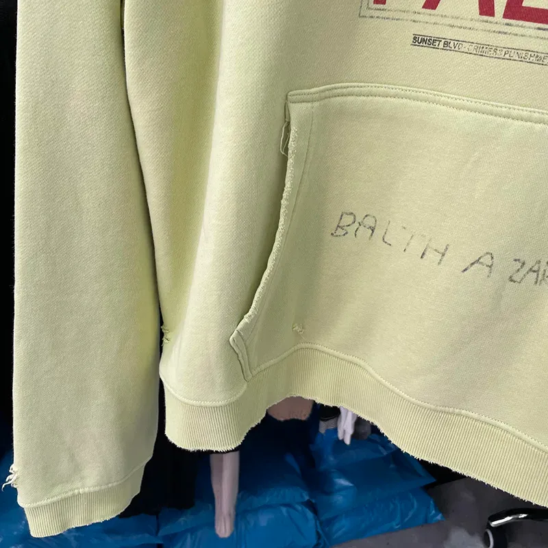 Nouveau surdimensionné PALY sweat à capuche pour homme femme lavé noir endommagé meilleure qualité décontracté Vintage Cardigan Zip sweats — image 25