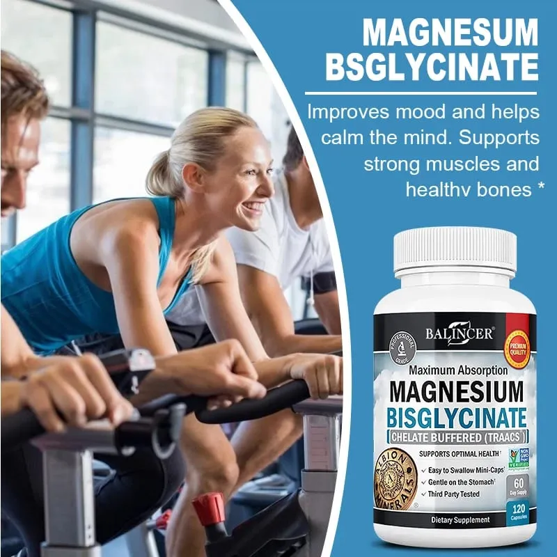 Magnesium Bisglycinate - for Muscle Nerve Sleep Joints Bones Immune & Energy - High Absorption Vegetarian 120 Capsules