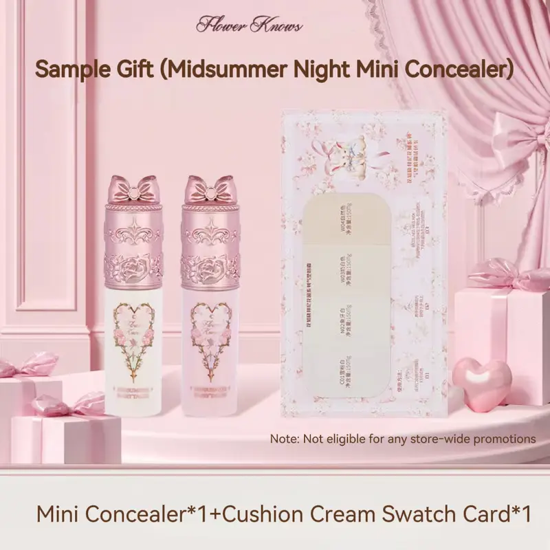 Flower Knows Cushion Foundation כרטיס גוון + מיני קונסילר עמיד לאורך זמן לחות כיסוי מלא סט דוגמאות לאיפור פנים