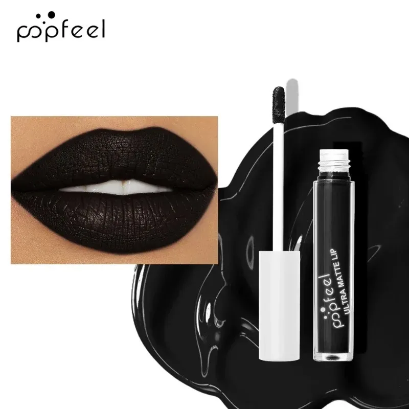 Punk Matte Zwarte Vloeibare Lipstick Waterdichte Langdurige Party Lipgloss Persoonlijk Fluwelen Naakt Lip Tint Halloween Lippen Make-up