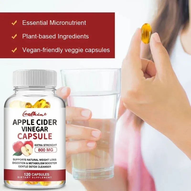 Apple Cider Vinegar Capsules - Fat Burning Appetite Suppressant Weight Management DetoxSupplements
