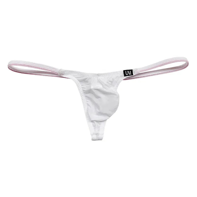 Men's Ice Silk Thin Strap Thong Underwear Low Waist Sexy Breathable Bulge Pouch T-Back Briefs Panties 0116