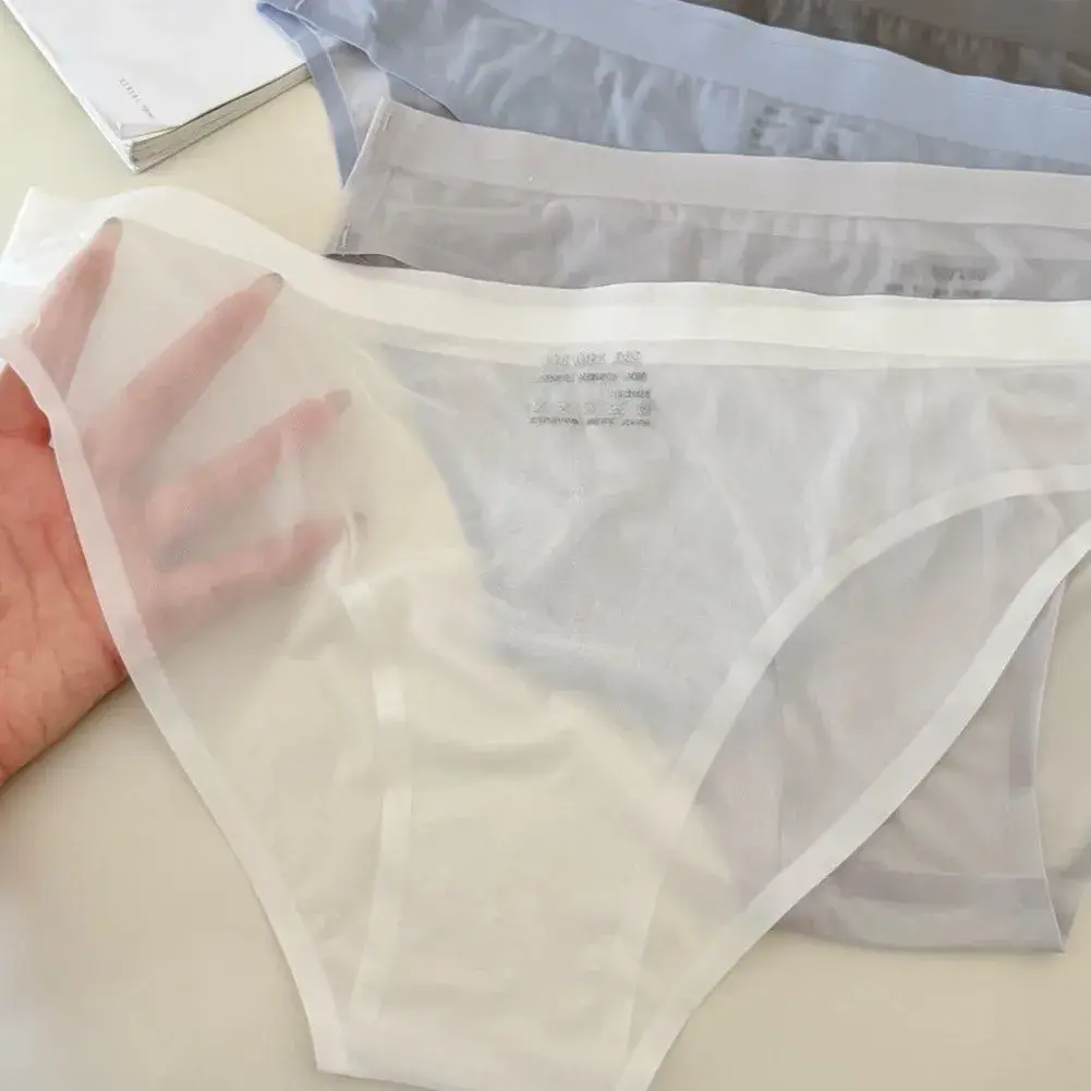 1pc Men's Ultra-thin Transparent Seamless Ice Silk Briefs 3D Bulge Pouch Mid Waist Underwear Breathable Male Lingerie — image 2
