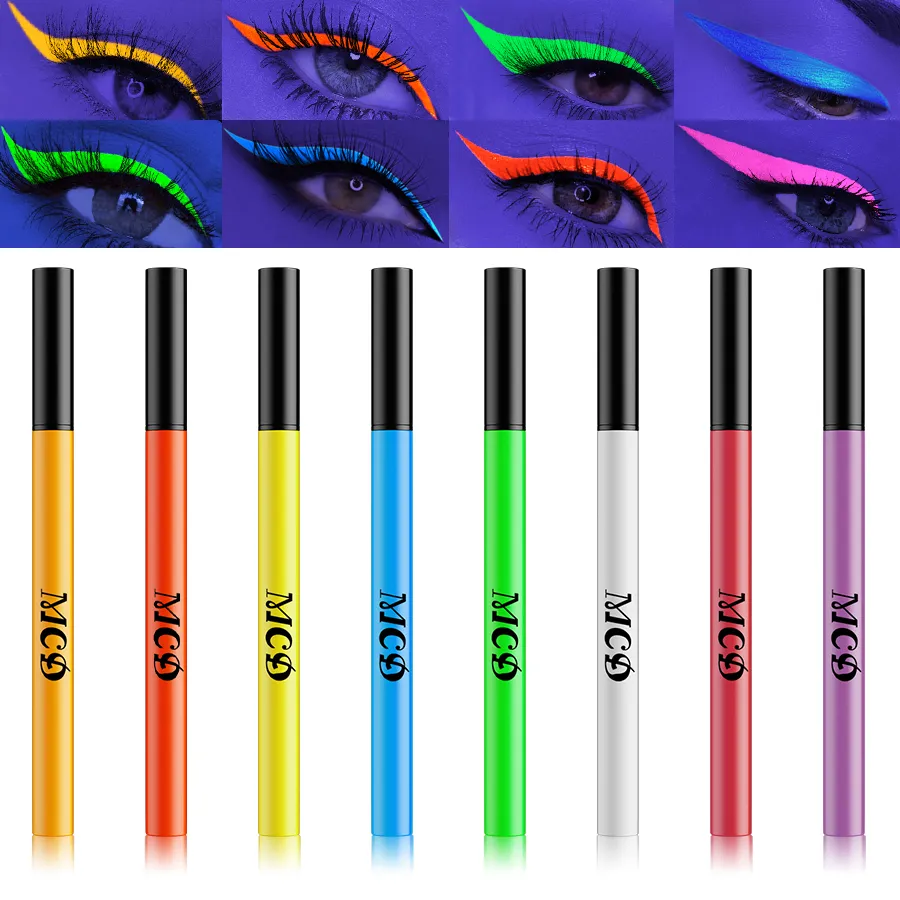 1 PC אור UV ניאון אייליינר עט איפור עיניים כחול ירוק עמיד למים צבע נוזלי עיפרון עיפרון איפור קוסמטיקה צהוב סגול