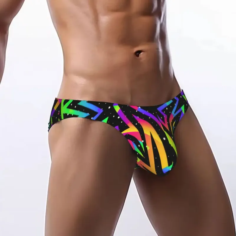 Men's Sexy Briefs Breathable Bikini Star Rainbow Geometric Pattern Men Underpants Low Cut Man Underwear Panties — image 8