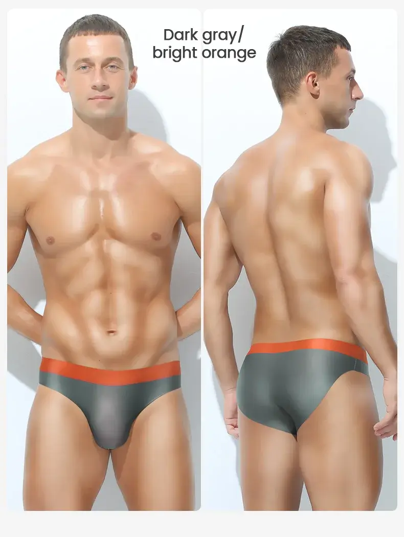 Men's ice silk seamless underwear 3D punch mold triangular underpants summer thin bottom pants Men's sports shorts — image 23