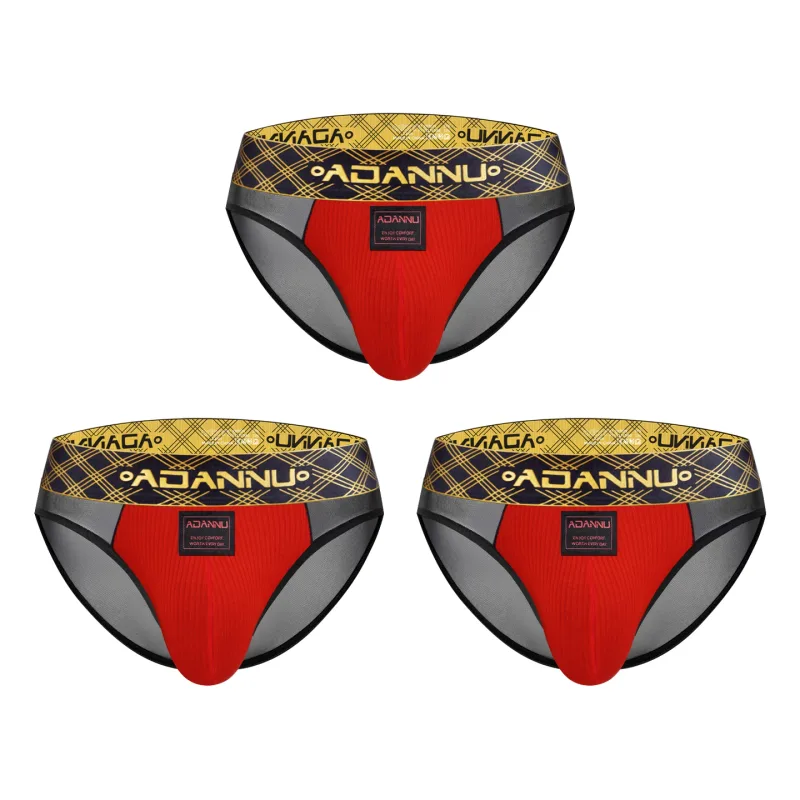 Luxury Ice Silk Men's Underwear with Gold Thread Embroidery Waistband Ultra-Thin Transparent Mesh Quick-drying Briefs for Men — image 28