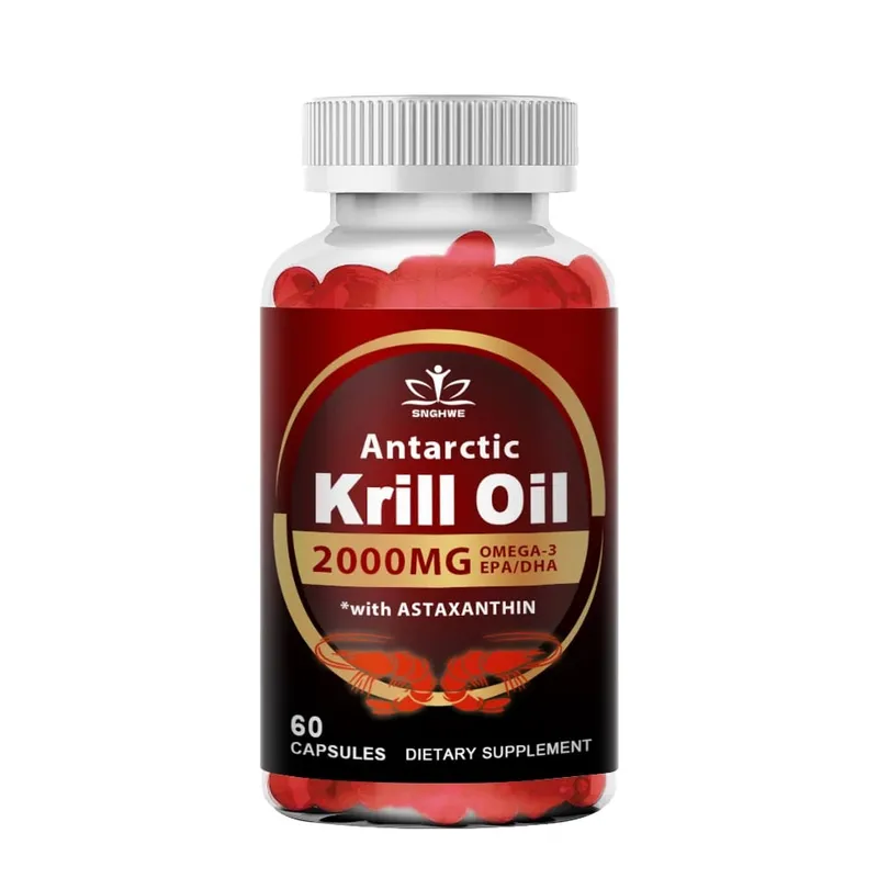 Antarctic Krill Oil-2000mg Per Serving-with Omega-3s EPA DHA & Astaxanthin-Supports Healthy Joints Brain Heart& Blood Pressure