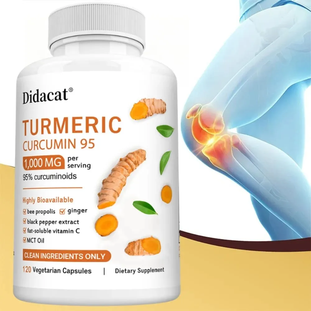 Kurkuma kurkumin-kiegészítő 1 000 mg – 95% kurkuminoid fekete borssal és gyömbérrel támogatja az ízületek egészségét és antioxidáns hatását — image 2