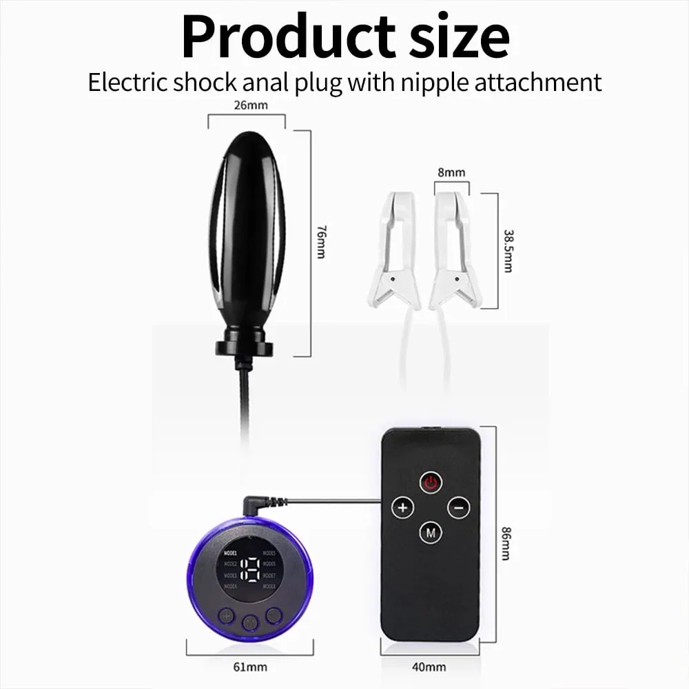 Electric Shock Anal Beads Dildo Vibrator Electro Pulse Nipple Shcok Stimulator Massager Nipple Clip Adult Sex Toys For Women Men