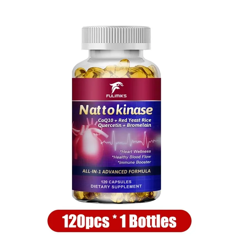 Nattokinase Capsules with CoQ10 Quercetin Support Healthy Circulation Blood Flow & Heart Inflammation Vitality & Longevity