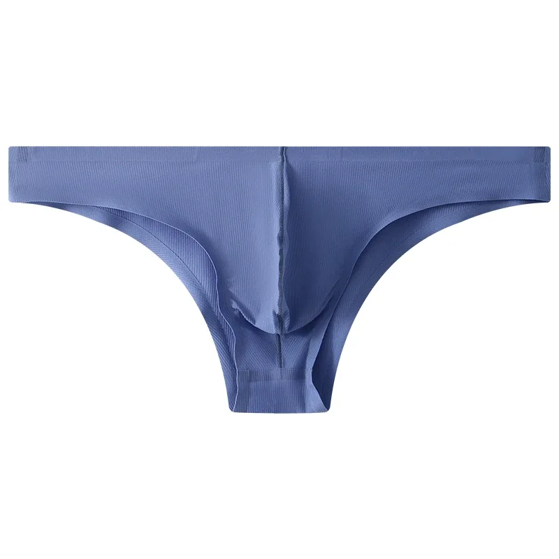 Intimo da uomo a triangolo piccolo a mezza anca a vita bassa sexy da uomo giovane slip senza cuciture in seta di ghiaccio mutandine estive leggere e traspiranti