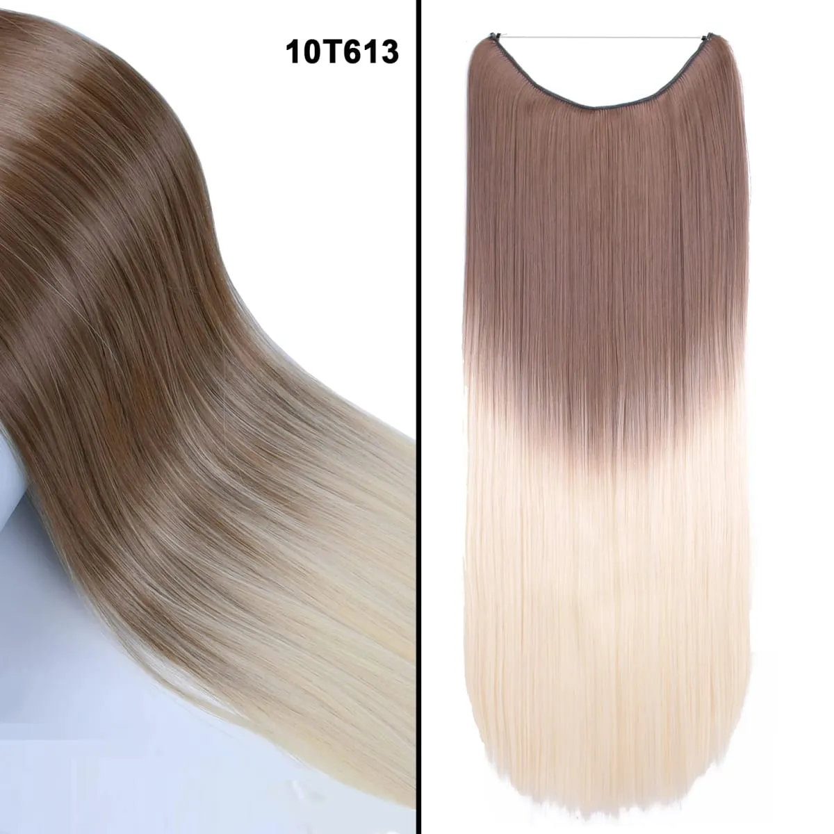 Jeedou κυματιστά μαλλιά Extension Elasticity Αόρατο σύρμα Fish Line One Piece No Clips Συνθετικά Hairpieces Ombre Χρώμα για γυναίκες — image 24