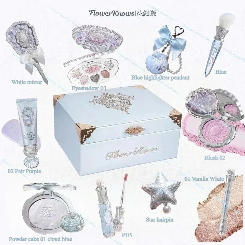 Flower Knows Shells Pearl Eyeshadow Essence Lip Honey Blush Cheek Makeup Depan 11 buah set
