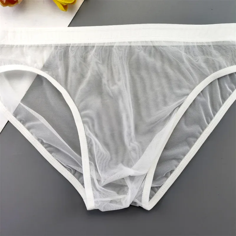 Plus Size Transparent Underwear See Through Sexy Briefs para sa Mga Lalaki na may Pouch Nylon Hombre Slips Breathable Male Panties XL-4XL — image 20