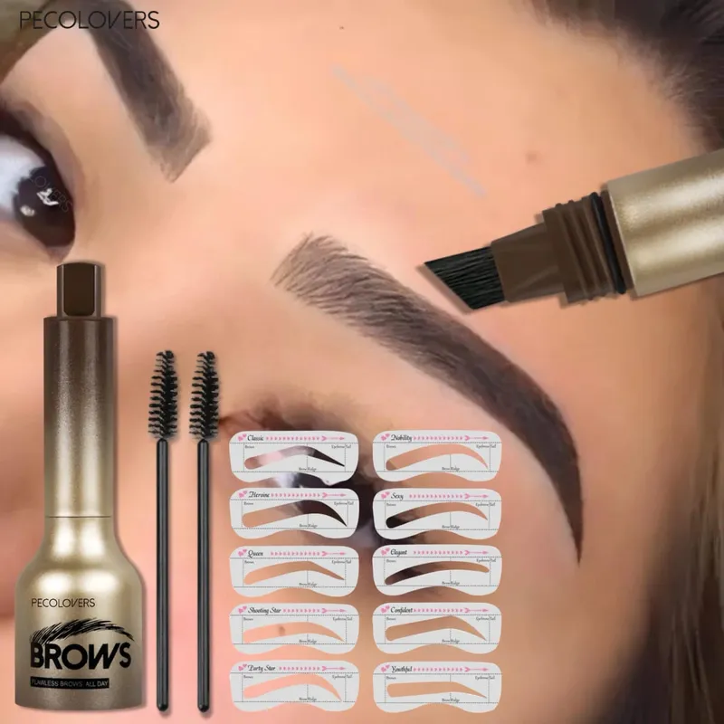4 Pcs/SET Eyebrow Products Makeup 3 in 1 The Face Contouring Eyebrow Hairline Contour Fine Powder Soft Mist Brow Look