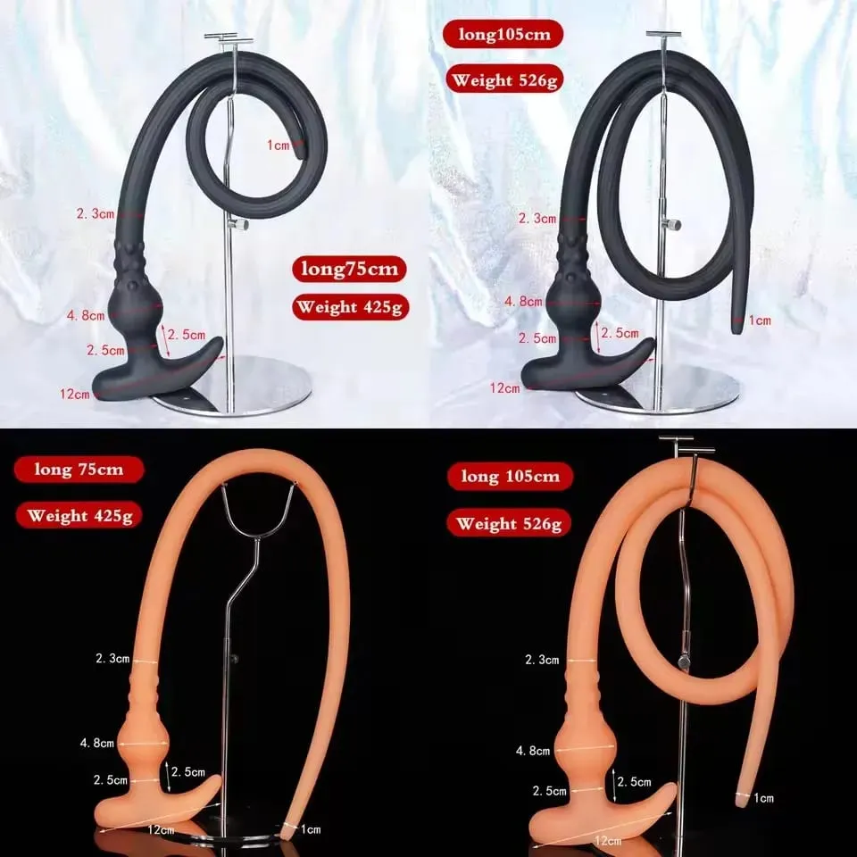Super Long Anal Plug Whip Silicone Wearable Butt Plug Hollow Enema Vaginal Cleaning Dildos Mas Malalim 18+ Pang-adultong Mga Laruan sa Pagtatalik para sa Mag-asawa