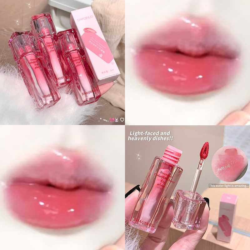 Water Gloss Lip Glaze Mirror Moisturizing Plump Non-stick Cup Jelly Transparent Liquid Lipstick Long-Lasting Tint Oil Lip Makeup