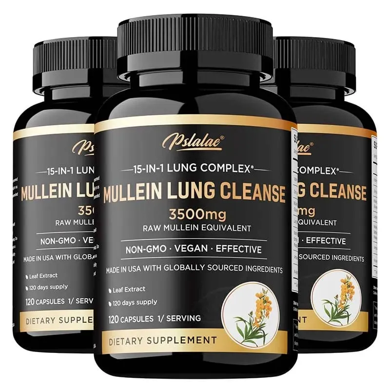 Mullein Lung Cleansing - Lung Clearing Lung Health Immunity - Smoker's Respiratory Supplement Vegetarian Capsules