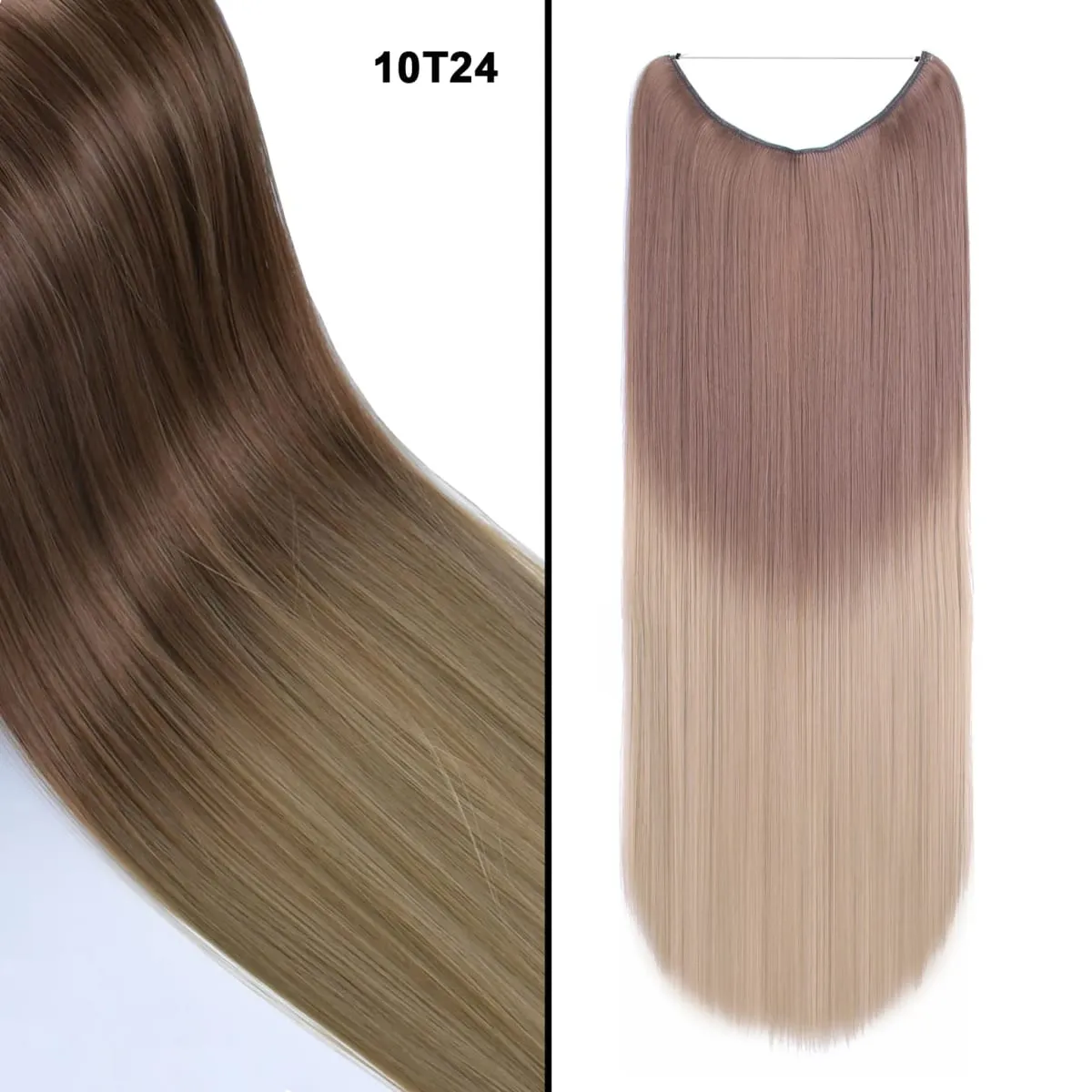 Jeedou κυματιστά μαλλιά Extension Elasticity Αόρατο σύρμα Fish Line One Piece No Clips Συνθετικά Hairpieces Ombre Χρώμα για γυναίκες — image 22