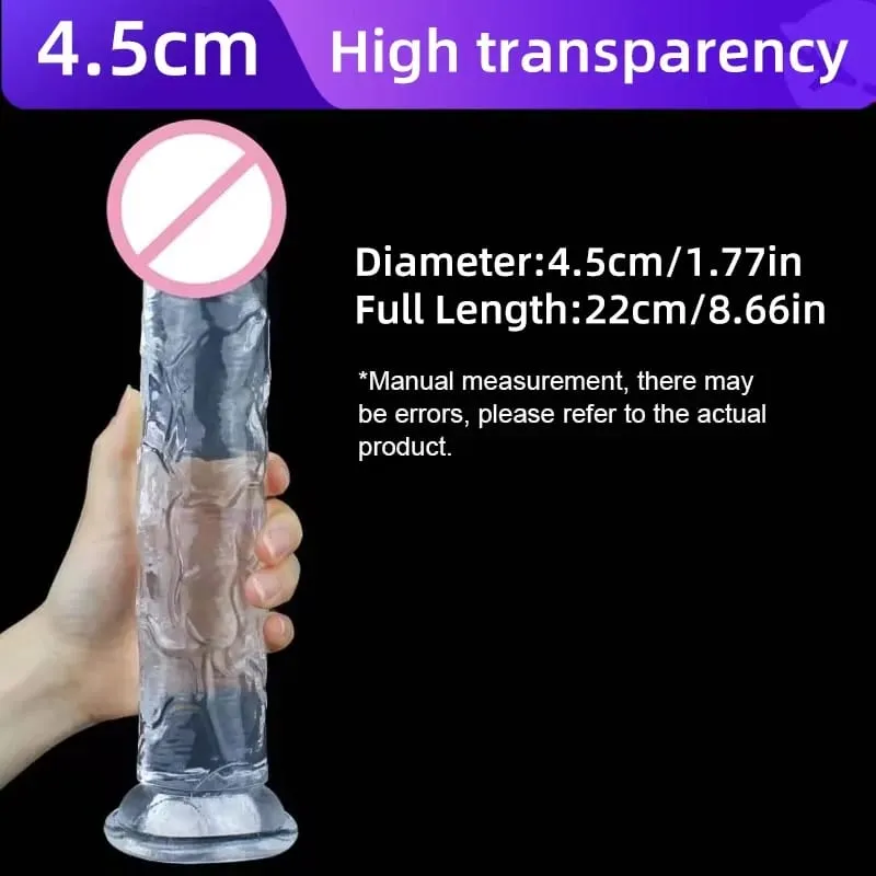 Transparent Soft Jelly Dildo Realistic Fake Dick Penis Suction Cup Dildo Realistic Sex Toys For Lesbian Women Female Masturbator — image 9