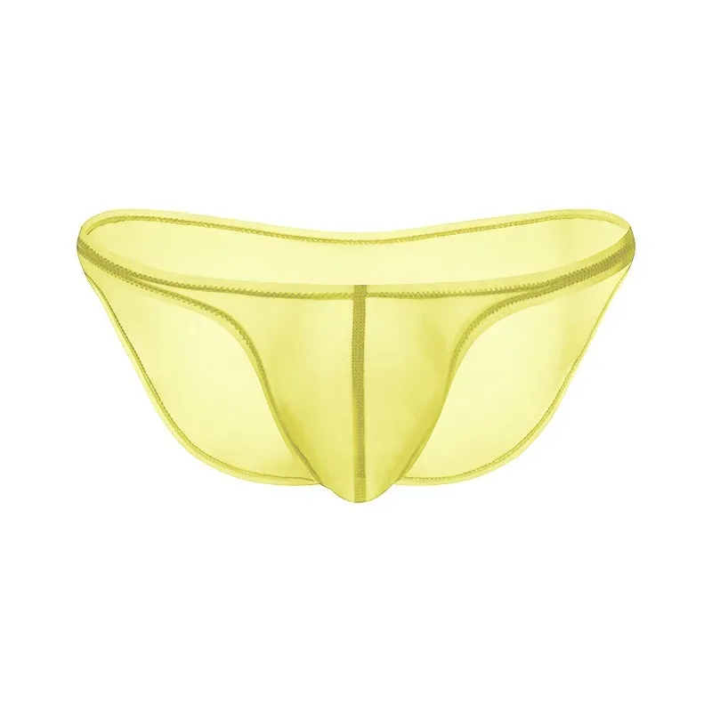 Men's Underwear Delicate Ice Silk Transparent Triangle Panties Personality Low Waist Briefs