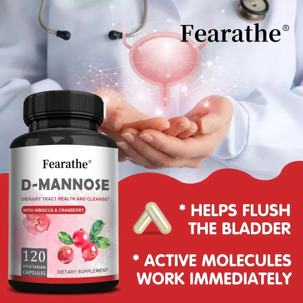 D-Mannose All-natural Urinary Tract Health Support Supplement Helps with Bladder Health Dietary Supplement 120 Capsules