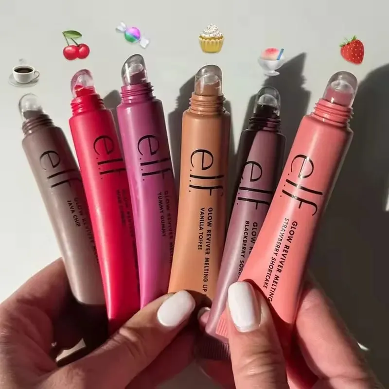 ELF Fashion Makeup Cosmetics Liquid Foundation Concealer וליפ גלוס מבהיר עם אורות מהבהבים Lip Oil Glossy Finish