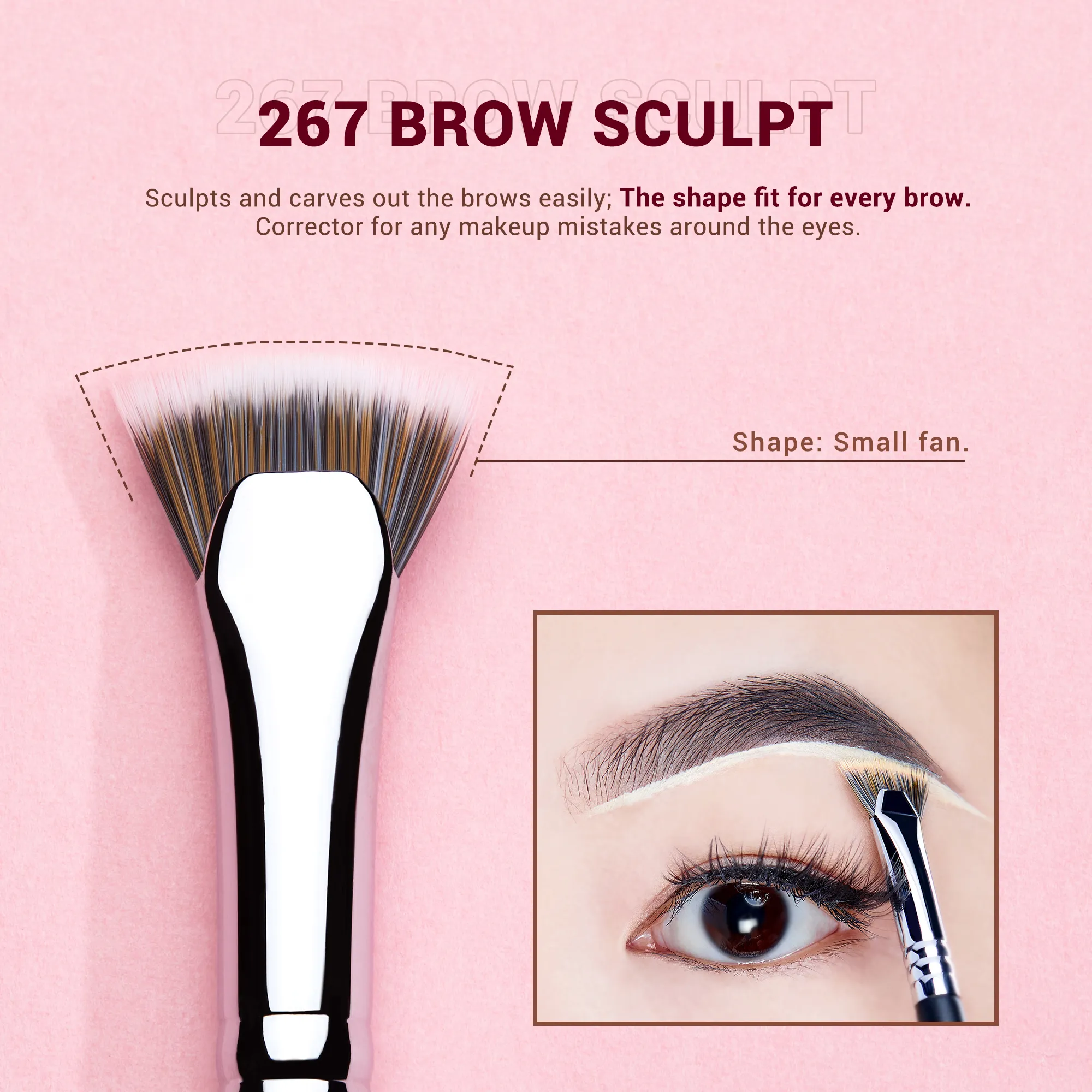 Jessup Eyebrow brushes set 3pcs Pro eyebrow brush synthetic brow sculpt/slim flat angled brows brush/precision definer T326