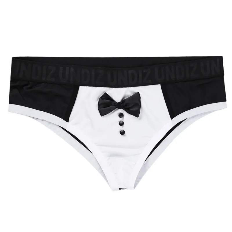 Niedliche Smoking-Boxershorts für Herren, Slips, Unterwäsche, schwarze Farbspleiß-Baumwoll-Fliege, Höschen für Überraschungen vor dem Schlafengehen