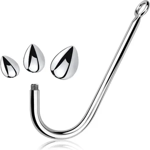 Ensemble de 3 boules de petite, moyenne et grande taille, crochet anal en métal, perles, dilatateur de tête, masseur de prostate, insertion, jouet sexuel bdsm pour homme
