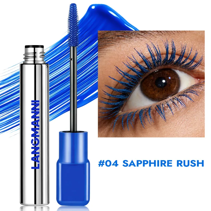 ผ้าไหมไฟเบอร์ Matte Blue มาสคาร่าสีสันแปรงใหญ่ยาวขนตากันน้ำยาวนานแห้งเร็ว GreenPink Curling มาสคาร่าแต่งหน้า