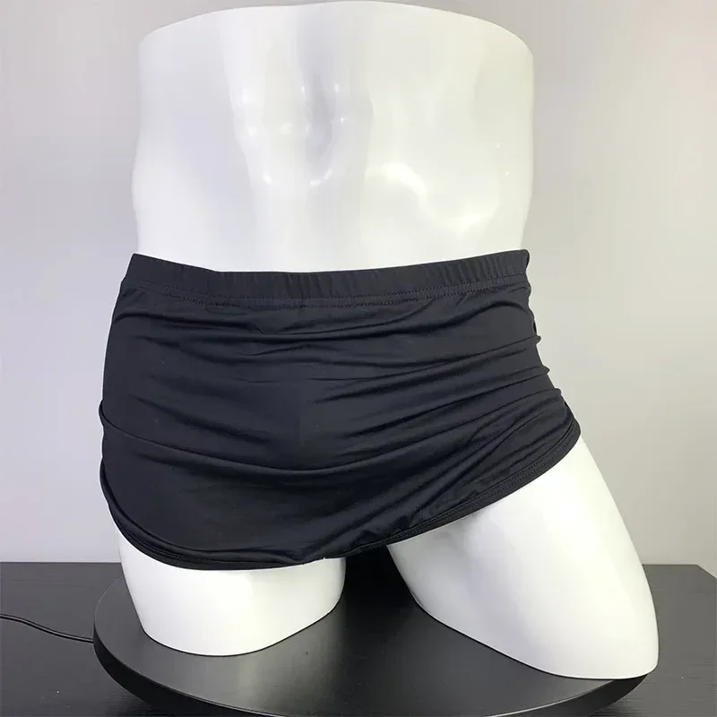 남성용 아이스 실크 복서 반바지 분리형 내부 라이닝 수분 흡수 여름 팬티가있는 낮은 허리 통기성 속옷