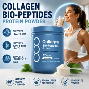 Proteína en polvo de biopéptidos de colágeno con bovino alimentado con pasto para la piel, el cabello, las uñas, las articulaciones, los huesos y los músculos, para adultos, 567 gramos