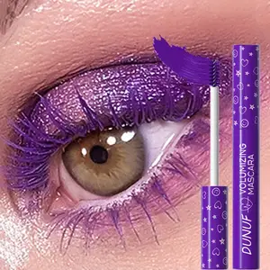 สีสันขนตามาสคาร่า 5D ผ้าไหมเส้นใย Volume Curling ยาว EyeLashes EXTENSION สีม่วงสีฟ้าสีขาวกันน้ำแต่งหน้า