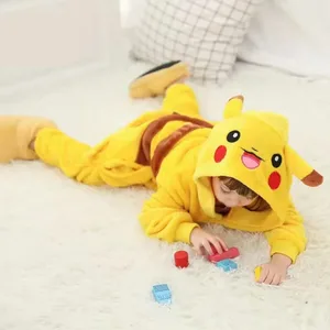 Smile pikachu-asu pojille tytöille Onesie-anime talvi pyjama flanelli lämmin puku Pokemon kigurumis
