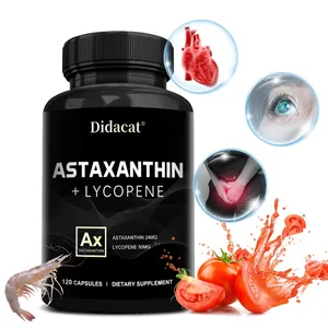 Astaxanthin 24mg + Lycopene 50mg Natural Antioxidant From Microalgae Astaxanthin Supplement Support Eye Skin Health Non-GMO