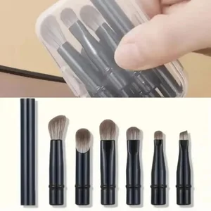 6 Buah Set Kuas Makeup Travel Mini dengan Kotak Kosmetik Portabel Bubuk Foundation Blush Blending Concealer Set Kuas Make Up