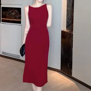 2025 Summer Girls Sexy Slip Wrap Hip Long Dress Female Chic Designer One Shoulder Skirts Lady Korean Concise Elegant Prom Dress