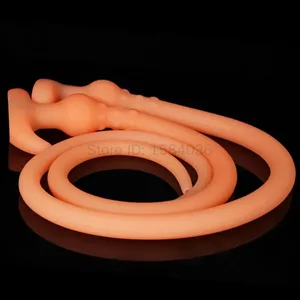 Super Long Anal Plug Whip Silicone Wearable Butt Plug Hollow Enema Vaginal Cleaning Dildos Deeper 18+ Adult Sex Toys for Couples