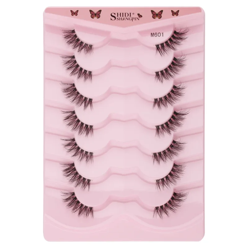 Halbe Wimpern, natürliche flauschige falsche Wimpern, Katzenaugen-Wimpern, 3D-Faux-Nerzwimpern, weiche geflügelte Wimpernverlängerung, Make-up-Tool