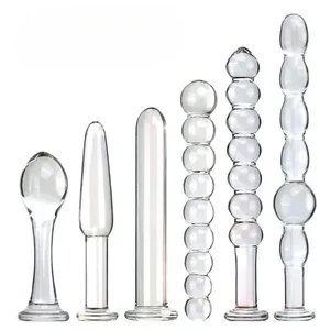 Plug Anal en verre, Six styles, perles de traction, double usage, petits godes, Plug Anal, Masturbation, dilatation postérieure, jouets sexuels pour adultes