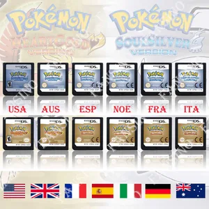 (USA EUR AUS NOE ESP FRA ITA) Pokemon HeartGold SoulSilver Versione Cartuccia per videogioco DS replica autentica 1:1 di alta qualità