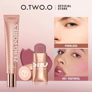 O.TWO.O 2 szt. Zestaw do makijażu Multi szminka róż w sztyfcie podkład do makijażu baza do makijażu kontrola oleju wodoodporny lekki makijaż dla kobiet