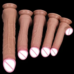 Billig 5 størrelser Silikone Stor dildo Realistisk Hud Føles Falsk Penis Blød Lille Pik Kvinde Mand Onani Sugekop Analsex legetøj